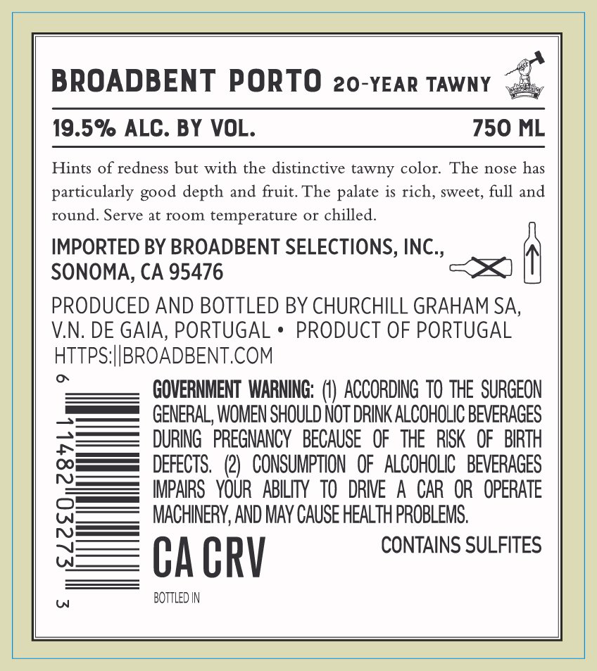 TABC label artwork for Broadbent Tawny 20 Years Porto