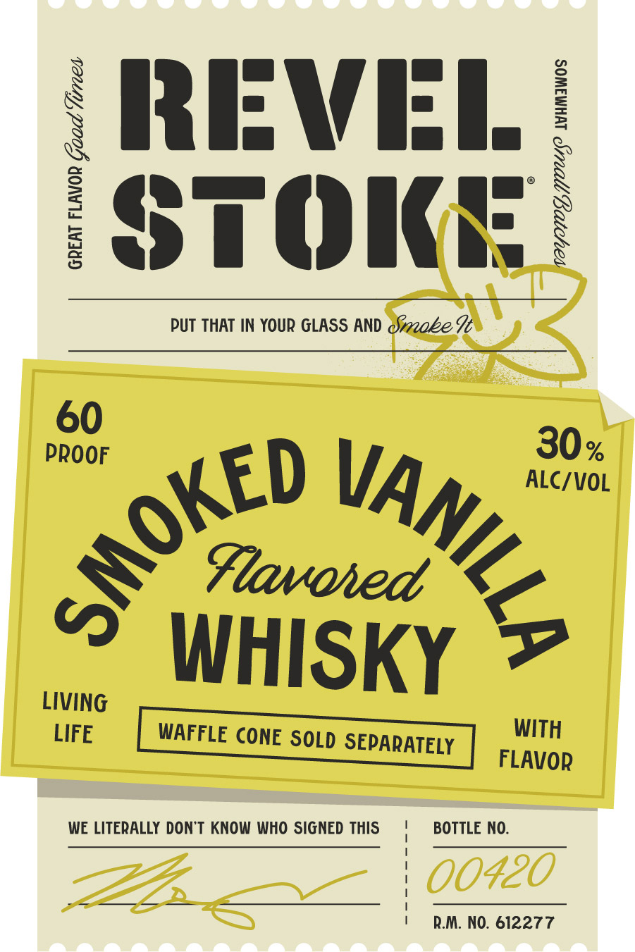 TABC label artwork for Revel Stoke Smoked Vanilla Flavored Whisky